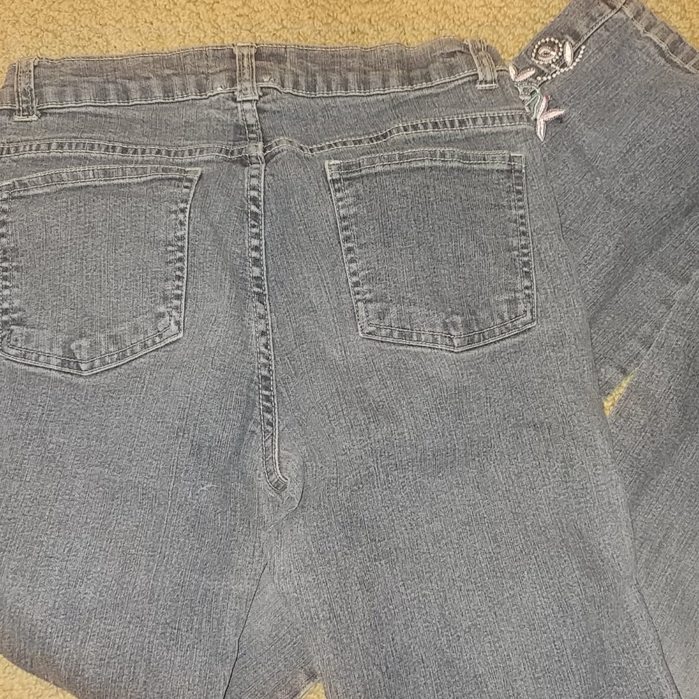 Girls Jeans W/Floral Embellished Accents 14